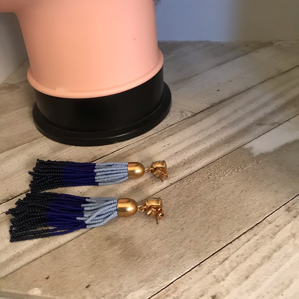 J. CREW CRYSTAL BEADED FRINGE EARRINGS - Picture 6 of 7